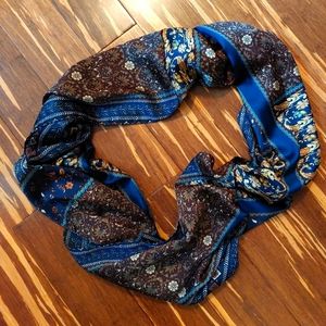 Fashon Infinity Scarf - Silky, Blue, Brown, Gold
